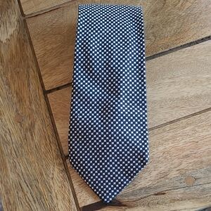 Burberry London Navy and White Micro-Check Men's silk necktie